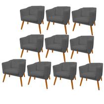 Kit 10 Poltrona Cadeira Decorativa Céci Sala de Estar Recepção Escritório Consultório material sintético Cinza - Damaffê Móveis