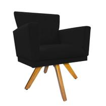 Kit 10 Poltrona Cadeira Decorativa Mind Base Giratória Sala de Estar Recepção Escritório Consultório material sintético Preto - KDAcanto Móveis