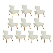 Kit 10 Poltrona Cadeira Decorativa Opala Sala de Estar Recepção Escritório Suede Bege - KDAcanto Móveis