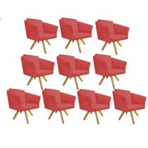 Kit 10 Poltrona Cadeira Decorativa Win Base Giratória Sala de Estar Recepção Escritório material sintético Vermelho - Damaffê Móveis