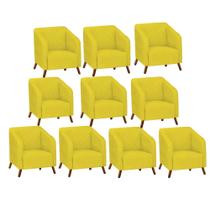 Kit 10 Poltrona Cadeira Lotus Decorativa Recepção Sala De Estar material sintético Amarelo - DAMAFFÊ MÓVEIS
