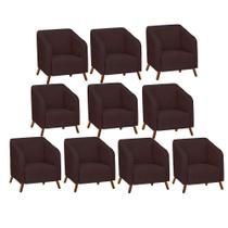 Kit 10 Poltrona Cadeira Lotus Decorativa Recepção Sala De Estar material sintético Marrom - KDAcanto Móveis