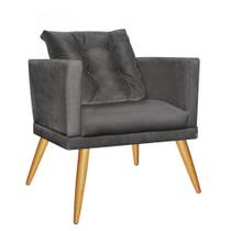 Kit 10 Poltrona Cadeira Lucia Confort Com almofada Sala Recepção Escritório Pé Castanho material sintético Cinza - KDAcanto Móveis