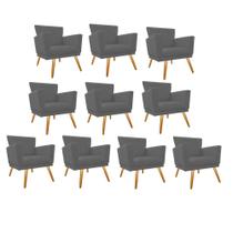 Kit 10 Poltrona Cadeira Mind Decorativa Recepção Sala De Estar material sintético Cinza - KDAcanto Móveis