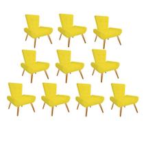 Kit 10 Poltrona Cadeira Nani Decorativa Recepção Sala De Estar Suede Amarelo - KDAcanto Móveis