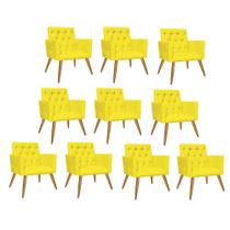 Kit 10 Poltrona Cadeira Nina Captone Decorativa Recepção Sala De Estar Suede Amarelo - DAMAFFÊ MÓVEIS