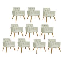 Kit 10 Poltrona Cadeira Nina Captone Decorativa Recepção Sala De Estar Suede Bege - KDAcanto Móveis