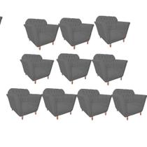 Kit 10 Poltrona Cadeira Ster Decorativa Recepção Sala De Estar material sintético Cinza - KDAcanto Móveis