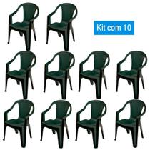 kit 10 Poltrona de Plástico Pegasus Preta