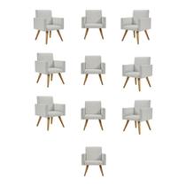 Kit 10 Poltrona Decorativa Cadeira Escritório Recepção Linho - Balaqui Decor