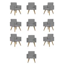Kit 10 Poltrona Decorativa Cadeira Escritório Recepção Linho
