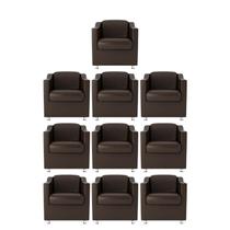 Kit 10 Poltronas Bia Decorativa Reforçada Recepção Clínica Salão Sala De Estar material sintético