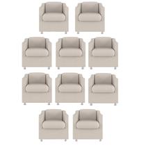 Kit 10 Poltronas Bia Decorativa Reforçada Recepção Clinica Salão Sala De Estar Suede
