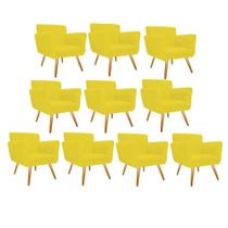 Kit 10 Poltronas Cadeira Decorativa Cloe Pé Palito Para Sala de Estar Recepção Escritório Corinho Amarelo - KDAcanto Móveis