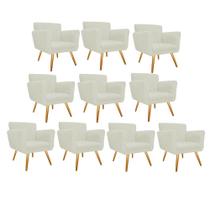Kit 10 Poltronas Cadeira Decorativa Cloe Pé Palito Para Sala de Estar Recepção Escritório Corinho Branco - Damaffê Móveis