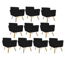 Kit 10 Poltronas Cadeira Decorativa Cloe Pé Palito Para Sala de Estar Recepção Escritório Corinho Preto - KDAcanto Móveis