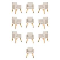 Kit 10 Poltronas Decorativa Recepção material sintético material sintético Bege