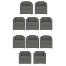 Kit 10 Poltronas Decorativa Reforçada Recepção Clinica Salão Suede