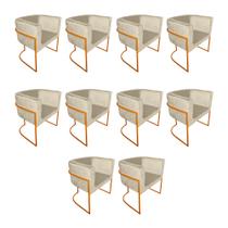 Kit 10 Poltronas Decorativa Sala de Estar Base de Ferro Cobre Veludo Bege Kit 10 Poltronas Decorativa Sala de Estar Base de Ferro Cobre Veludo Bege