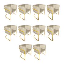 Kit 10 Poltronas Decorativa Sala de Estar Base de Ferro Dourada Veludo Bege Kit 10 Poltronas Decorativa Sala de Estar Base de Ferro Dourada Veludo Bege