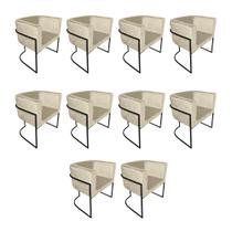 Kit 10 Poltronas Decorativa Sala de Estar Base de Ferro Preta Veludo Bege Kit 10 Poltronas Decorativa Sala de Estar Base de Ferro Preta Veludo Bege