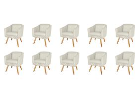 Kit 10 Poltronas Decorativa Valentina Sala Recepção Escritório Revestimento Sintético Bege Nude Kit 10 Poltronas Decorativa Valentina Sala Recepção Escritório Revestimento Sintético Bege Nude