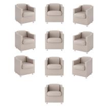 Kit 10 Poltronas Decorativas Tilla material sintético Bege Balaqui Decor