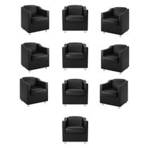 Kit 10 Poltronas Preto Consultorio Recepção - Balaqui Decor Kit 10 Poltronas Preto Consultorio Recepção - Balaqui Decor