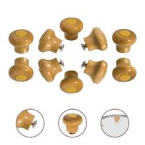 Kit 10 Pomel Pegador Puxador Madeira Premium Tampa Panela Frigideira