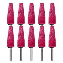 Kit 10 Ponta Montada A1 Rosa Pedra Para Retifica Haste 1/4 Pirulito Rebolo Abrasivo Desbastar 20x64mm