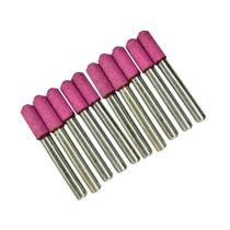 Kit 10 Ponta Montada Pedra Rosa Para Retífica A24 6,4x19mm Haste 1/4