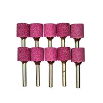 Kit 10 Ponta Montada Pedra Rosa Para Retífica A39 19X19mm Haste 1/4