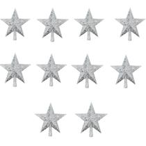 kit 10 Ponteira de Natal Estrela Glitter 24x22Cm Atacado