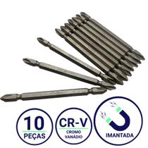 Kit 10 Ponteiras Para Parafusadeira Bits Ponta Dupla Ph2 Magnético Philips Imã Profissional Longo