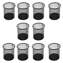 Kit 10 Porta Canetas Lápis Escritório Aramado Organizador De Mesa Redondo Preto Kit 10 Porta Canetas Lápis Escritório Aramado Organizador De Mesa Redondo Preto