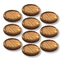 Kit 10 Porta Copos Em Madeira Teca 9Cm Apoio De Mesa Para Drinks e Taças