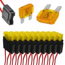 Kit 10 Porta Fusível Max Fio 4mm + 10 Fusíveis 70 Amperes