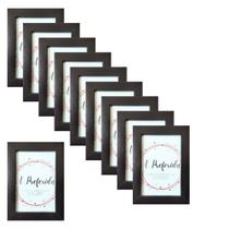 Kit 10 Porta Retrato 10x15 Preto Liso Moldura 2cm - IMAGE GLASS