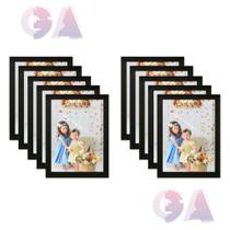 Kit 10 Porta Retrato A5 15x21 Moldura Preto para Fotos e Decoração