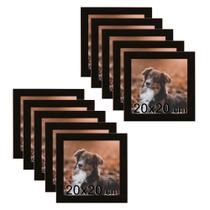 Kit 10 Porta Retratos C/vidro 20x20 Moldura Preta para fotos e decorações.
