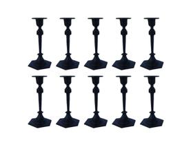 Kit 10 Porta Vela Elegante Castiçal Simples Preto 18cm. Kit 10 Porta Vela Elegante Castiçal Simples Preto 18cm.