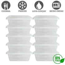 Kit 10 Pote com Tampa 1000ml Empilhavel Marmita Freezer Microondas Organizador