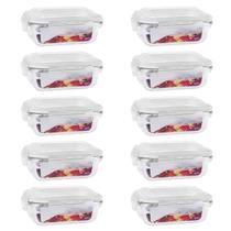 Kit 10 Pote De 1520Ml Com Tampa Trava Hermética Para Alimentos