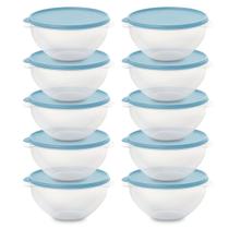 Kit 10 Pote de Plástico Hermético 500ml Marmita C/ Tampa Bowl Redondo Tijela Vasilha Alimentos