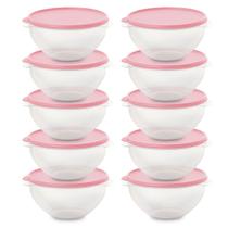 Kit 10 Pote de Plástico Hermético 500ml Marmita C/ Tampa Bowl Redondo Tijela Vasilha Alimentos