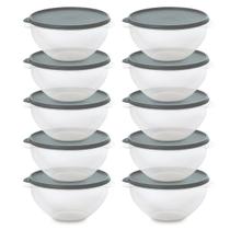 Kit 10 Pote de Plástico Hermético 500ml Marmita C/ Tampa Bowl Redondo Tijela Vasilha Alimentos