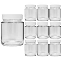 Kit 10 Pote de Vidro 240ml Com Tampa Plástica Para Tempero