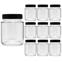 Kit 10 Pote de Vidro 240ml Com Tampa Plástica Preta Para Tempero Kit 10 Pote de Vidro 240ml Com Tampa Plástica Preta Para Tempero