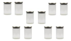 Kit 10 Pote De Vidro Com Tampa Hermética Inox 900ml Multiuso