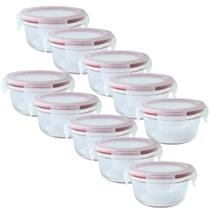 Kit 10 Pote De Vidro Hermético Redondo Com Tampa Lock Marmita Fit 400ml Kit 10 Pote De Vidro Hermético Redondo Com Tampa Lock Marmita Fit 400ml